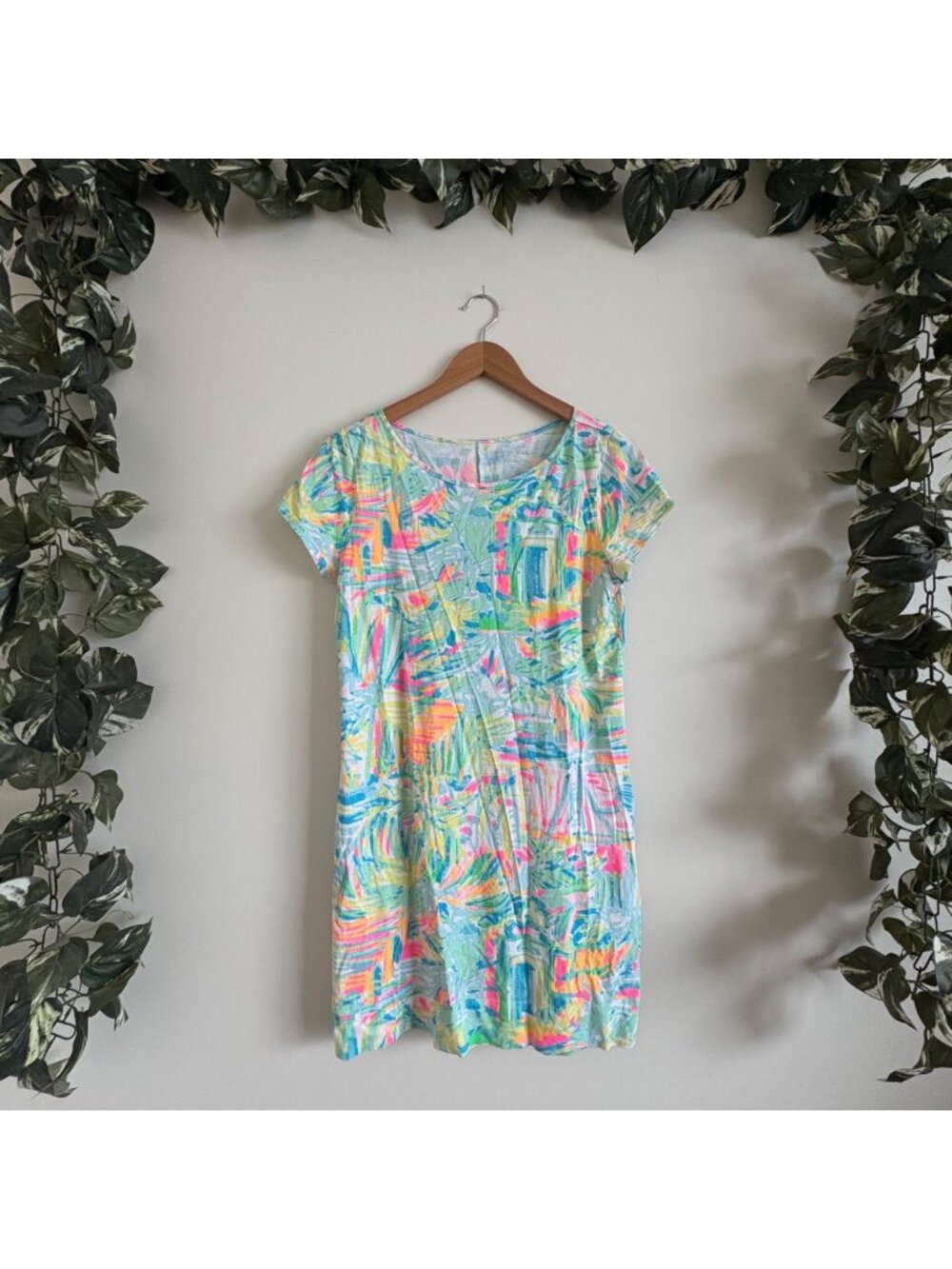 Lilly Pulitzer Marlowe Short Sleeve Mini Dress Neon Multi Women’s Size M